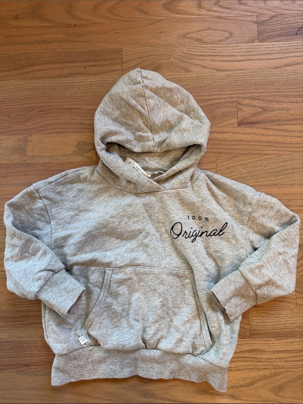 Kids' Gray Hooded Sweatshirt with 'Original' Script
